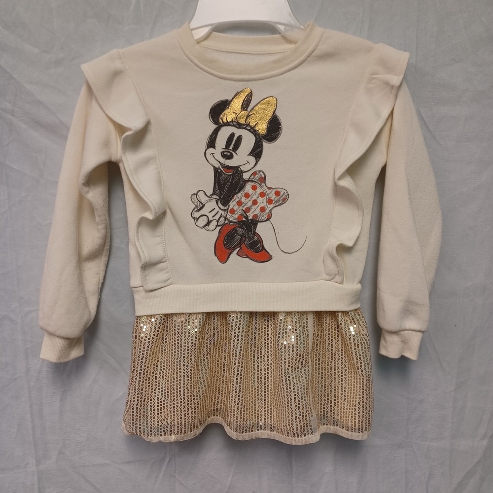 Disney Little Girls Minnie Mouse Dress‎ Size 5 Long Sleeve